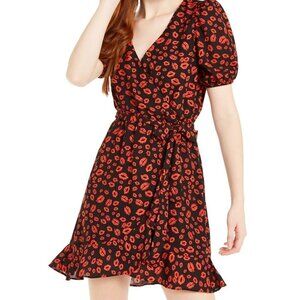 Lola Grace Lip-Print Faux-Wrap Dress S